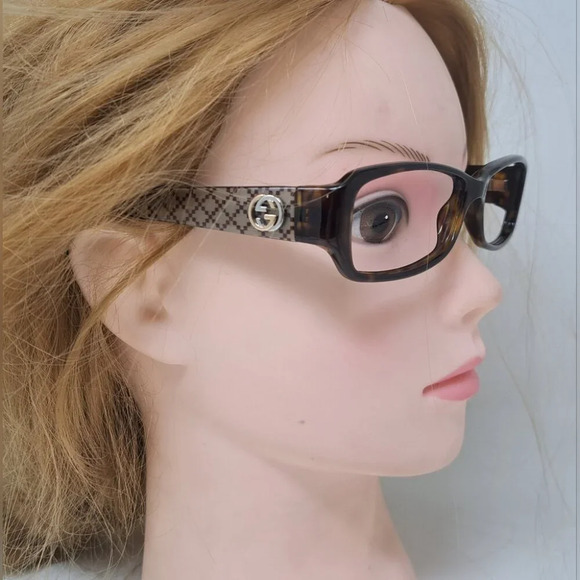 Gucci Eye Glasses Frames Havana Monogram Rectangle Logo Italy GG 3184 53-14-130 - Picture 7 of 14